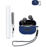 for Raycon Everyday Earbuds (2024 Edition) Case,WUNIAK Soft Silicone Protective Portable Scratch Shock Resistant Shell with Cleaner Kit & Carabiner & Lanyard for Raycon Everyday Earbuds，Blue.