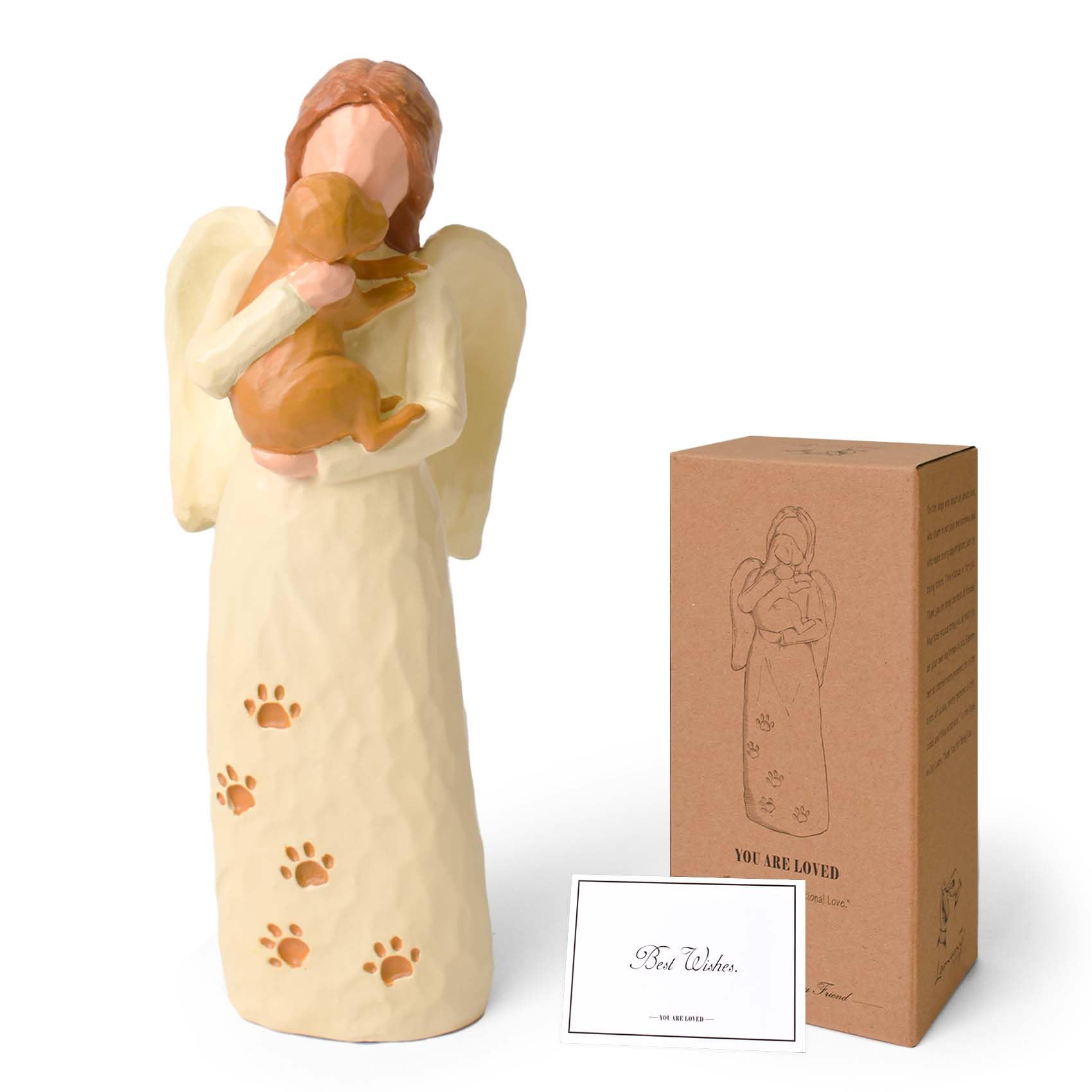 Angel Dog Figurine of Friendship, Dog Memorial Gifts for a Grieving Pet Owner, Resin Sculpted Hand-Painted Pet Memorial Statue for Dogs Lovers