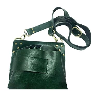 Leder große Barber-Schere Beutel mit Belt Salon Friseur Werkzeugtasche,Green