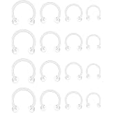 D.Bella 16G Clear Septum Rings Horseshoe Flexible Acrylic Cartilage Tragus Helix Daith Rook Conch Snug Earring Hoop Bioflex Nose Lip Eyebrow Rings Retainer for Work Surgery