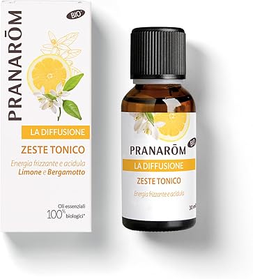 Pranarôm - La Diffusione - Fragranza per ambienti biologica - Zeste Tonico - Oli Essenziali per Diffusione - Limone e Bergamotto - Fragranza frizzante e piccante - 30 ml