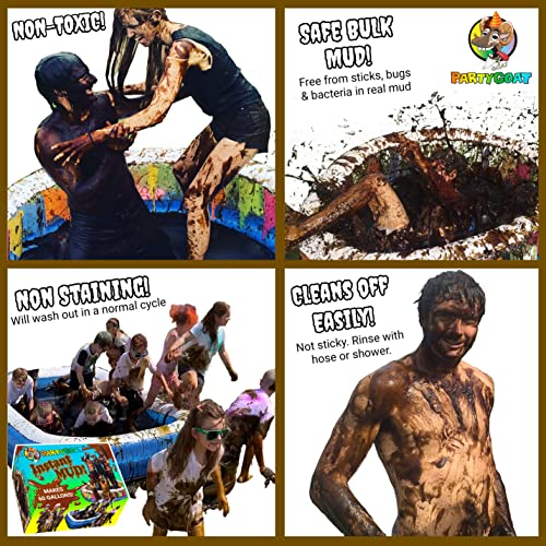 INSTANT MUD for Wrestling, Pies, Balloons & Fun Run Obstacles. Just Add Water to Powder. Makes 60 GALLONS of Safe, Clean, Fake Mud. Bulk for Pools, Messy Games & Slime Guns