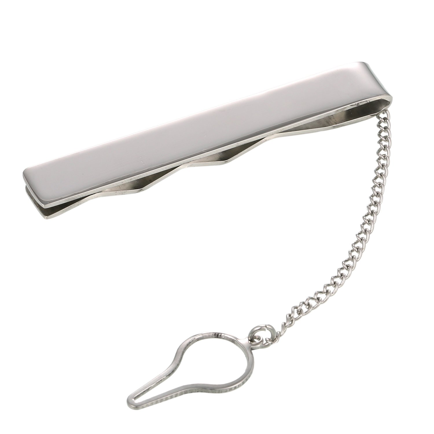 DonDon Men's Tie Clip Tie Pin Stainless Steel Silver high Gloss