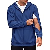 Runcati Mens Dialysis Sweatshirts Full Zip Lightweight Hemodialysis Jacket Warm Hoodie Sweatshirt with Arm Zipper