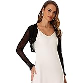 Allegra K Ruffle Bolero Shrug for Women's Mesh Open Front Dressy Casual Crop Cardigan