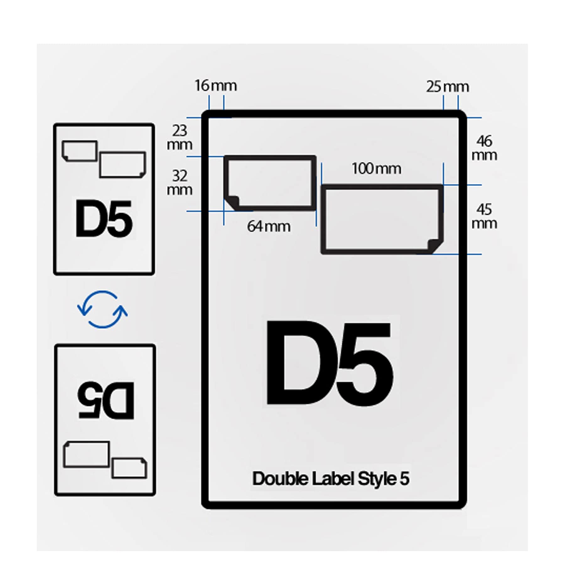 D5 Integrated Labels (D5) Address Label + Return A4 Size A4 100 x 45/64 x 32mm Pack of 100 Sheets (Free Next Day delivery)