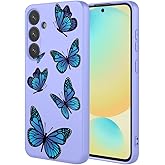 HTXWXJC Phone Case for Galaxy S23 FE Case, Samsung S23 FE SM-S711U Case Shockproof Flexible Bumper TPU Soft Case Butterfly Pattern Phone Cover for Samsung Galaxy S23 FE Purple Butterfly