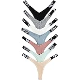 Verdusa Women's 7Pcs G String Thongs Cheeky Low Rise Letter Print Tape Underwear Pack Panties Briefs