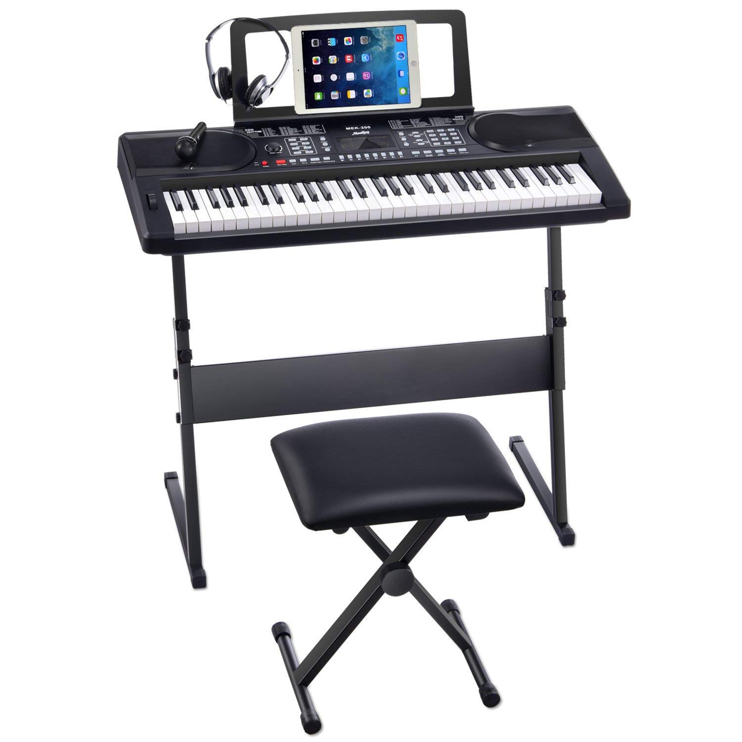 Stands Kuyal On Stage Z Shape Adjustable Keyboards Stand With Piano Benches Black Z Shape Musical Instruments