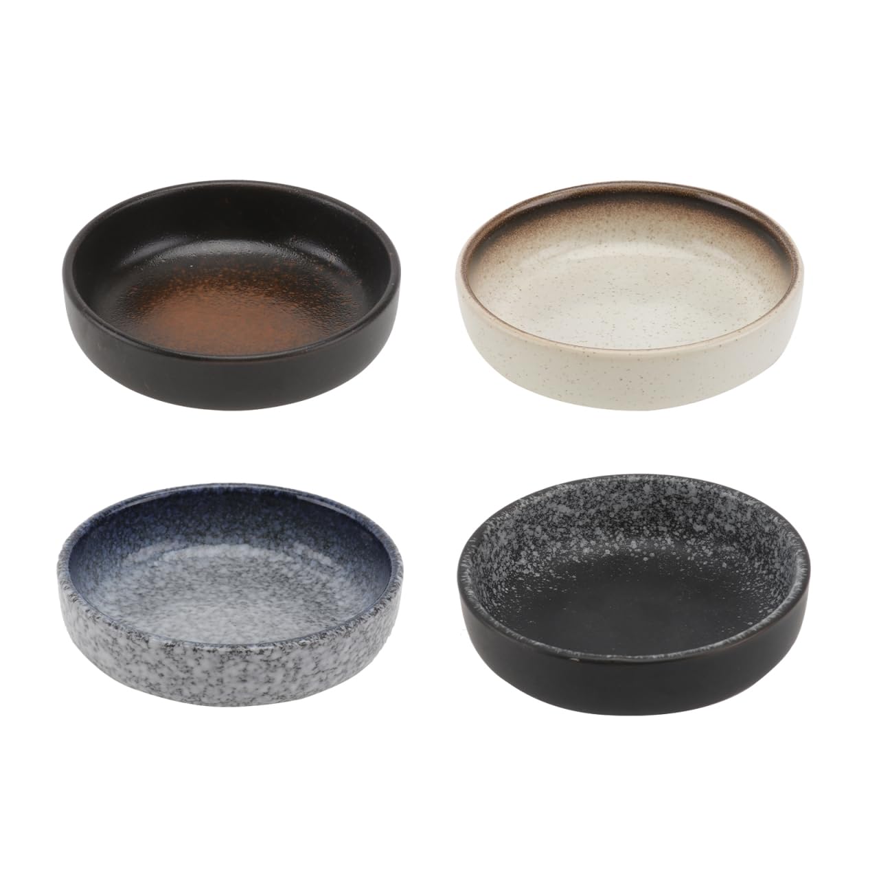 HEMOTON Ceramic Seasoning Dishes Set 4 Small Sauce Bowls 3.5 Inch Japanese Style Plates for Soy Sauce Dipping Condiments Appetizers Home and Restaurant