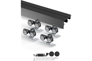 VEVOR Bypass Door Hardware, 4ft Heavy Duty Bypass Sliding Door Hardware Kit, Aluminum Alloy Sliding Closet Door Hardware Set 