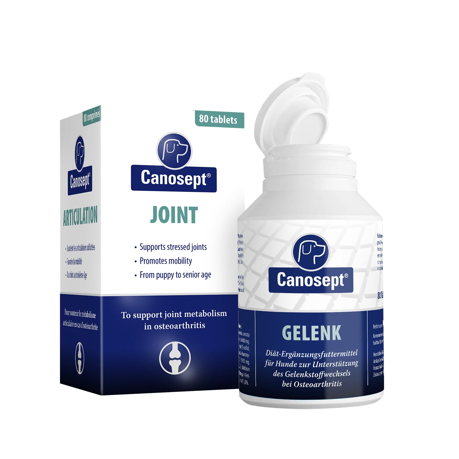 Canosept dog joint tablets - Joint Care for dogs - Unique formula: With green lipped mussel for dogs, glucosamine, omega 3 for dogs - hip and joint care for dogs - Excellent acceptance - 80 tablets
