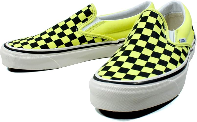 Amazon バンズ スリッポン Us企画 復刻 チェッカー 黒黄 ブラックイエローチェック ネオンカラー Us6 24cm シューズ バッグ