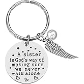 HAMIYELL Sister Gifts - A Sister is God's Way of Making Sure We Never Walk Alone Keychain Key ring for Sister’s Birthday Christmas Gifts