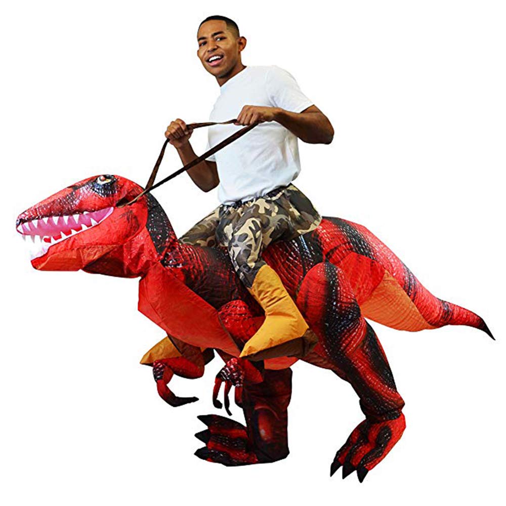Person Riding Raptor Stock Mua Spooktacular Creations Inflatable Costume Raptor Halloween Riding a ...