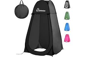 Wolfwise 弹出式淋浴帐篷 露营必备品 便携式即时更换帐篷 带通风窗和便携袋 隐私更衣室 浴室厕所 适用于海滩和户外,标准,黑色