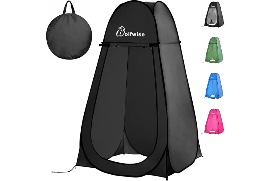 Wolfwise Pop Up Shower Tent for Camping Essentials, Portable Instant Changing Tent with Ventilation Window & Carry Bag, Priva