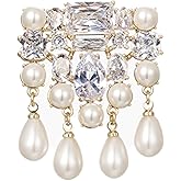 Brooches for Women Pearl Crown Pins- Elegant Ccrystal Rhinestone Brooch Jewelry Ladies Wedding Bouquet Brooches Pin for Anniversary, Birthday, New Year