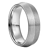 NUNCAD Tungsten Ring for Men Silver Brushed Finish