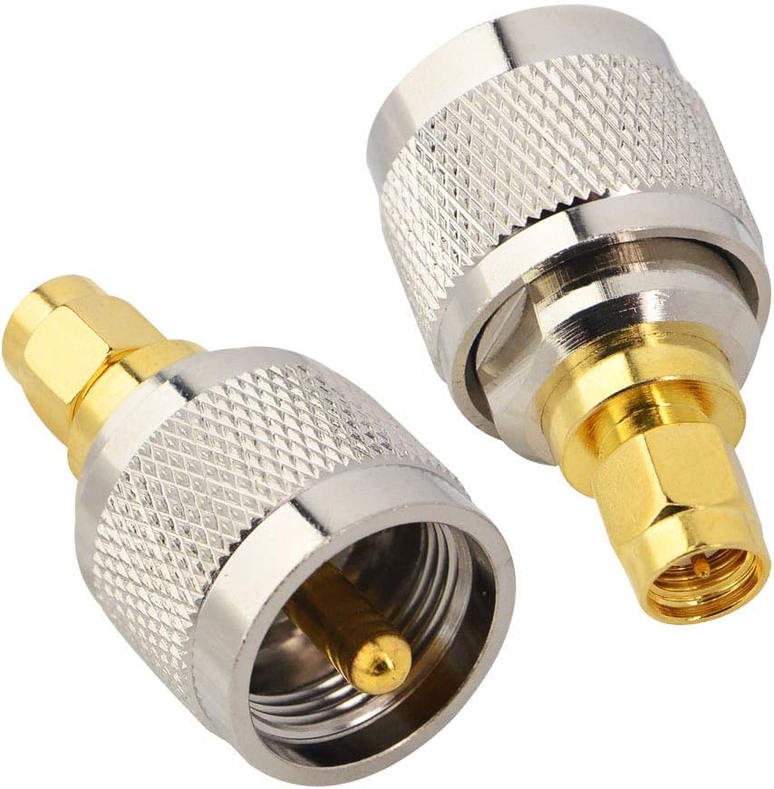 Boobrie SMA to PL259 Adapter SMA Male to UHF Male Coaxial Connector SMA to UHF Low Loss SMA to UHF Male Coax Adapter SMA to PL259 Adapter for Walkie Talkie Antennas Broadcast Radios WiFi Pack of 2