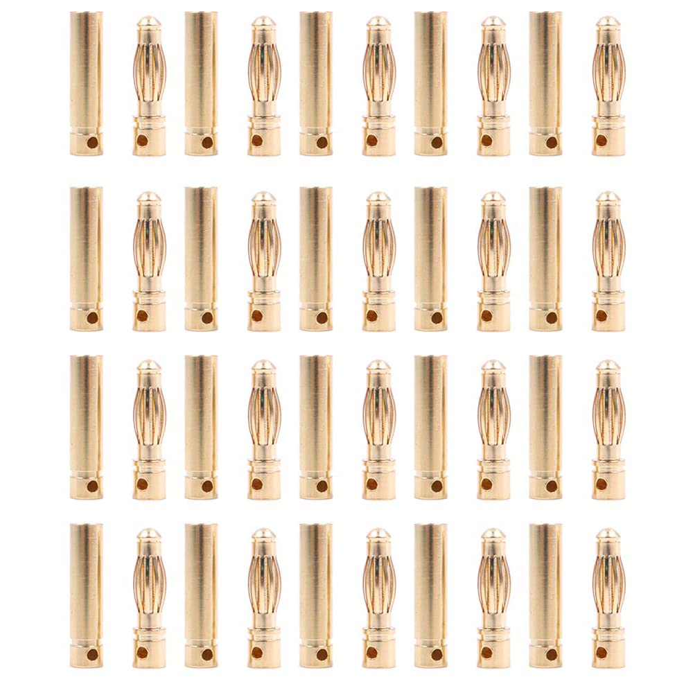 CENPEK 20 Pairs 4mm Gold-Plated Brass Bullet Banana Plug Male Female Bullet Banana Connector RC Part for ESC Motor