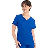 Maevn Matrix Curved Mock Wrap Stretchy Scrub Top