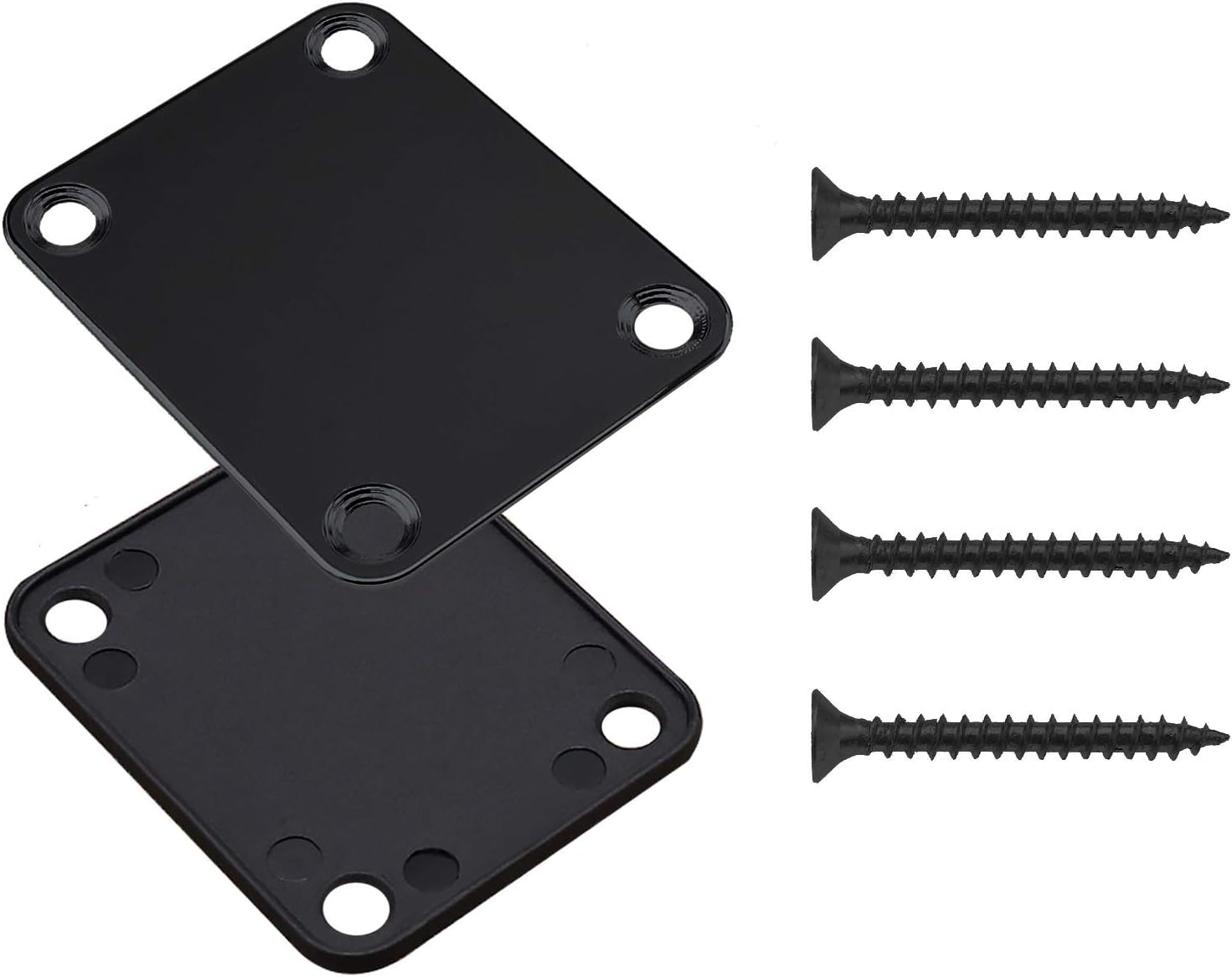 Black Guitar Neck Plate with 4 Mounting Screws Plastic Backplate 4 Holes Guitar Neck Joint Board