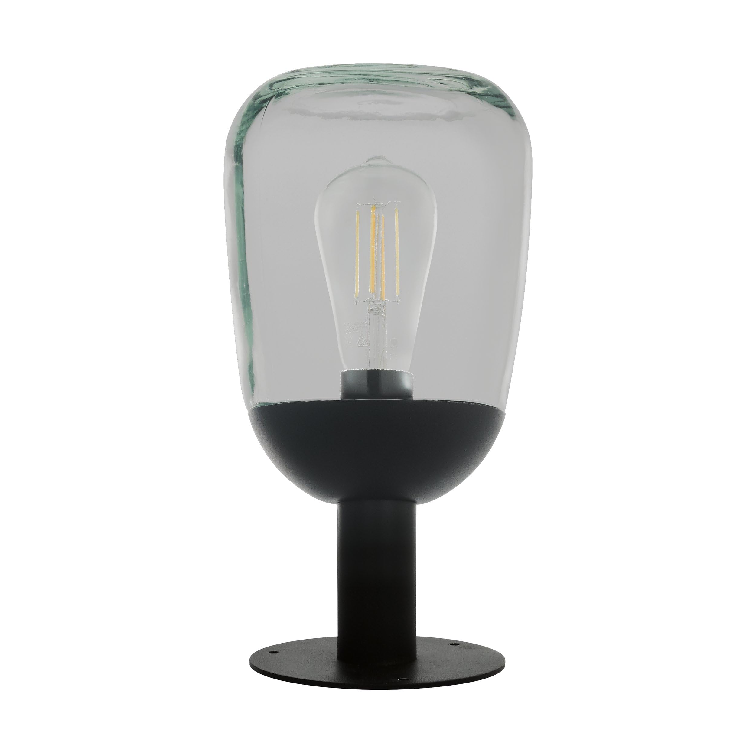 Eglo Outdoor Base lamp Donatori, 1 Flame Outdoor lamp Vintage, Retro, cast Aluminium Base lamp in Black and Glass in Clear, Outdoor lamp with E27 Socket, IP44