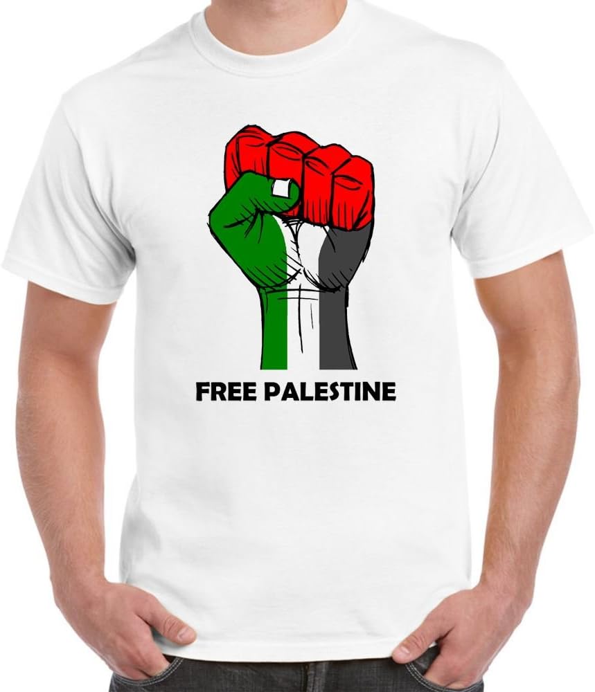 Starlite Mens Novelty tshirts-Free Palestine-Free Gaza Fist Symb-Novelty gifts