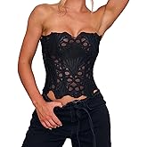 WNGECAT Women Bustier Tube Tops Irregular Cutout Tie up Backless Off-Shoulder Bandeau Vest Backless Shirts