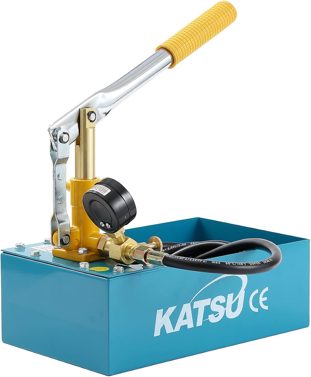 KATSU Pipeline Pressure Test Pump 5L 0-50Bar Manual Brass Valve 50bar