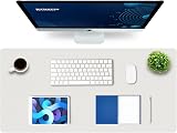 K KNODEL Large Office Leather Desk Mat 90x43cm White PVC Leather