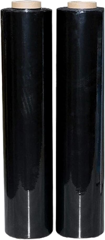 JeeJaan Black Pallet Wrap 400mm x 250m 20µm 2 Rolls Strong Stretch Film
