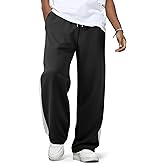 JMIERR Men's Sweatpants Wide Leg Color Block Stripes Tapered Trousers Drawstring Waist Casual Stretch Track Pants