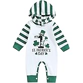 Bowanadacles Newborn Baby Girl Boy My 1st St.Patrick's Day Outfit Clothes Long Sleeve Hooded Romper Stripe Jumpsuit Hoodie