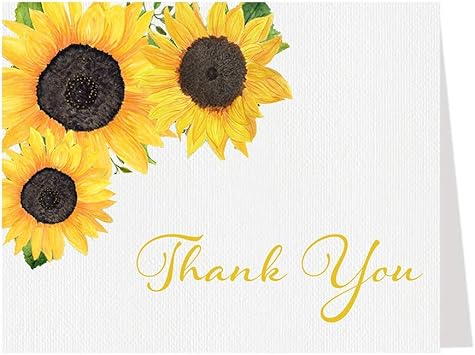 Amazon Com Sunflower Thank You Cards Bridal Shower Wedding