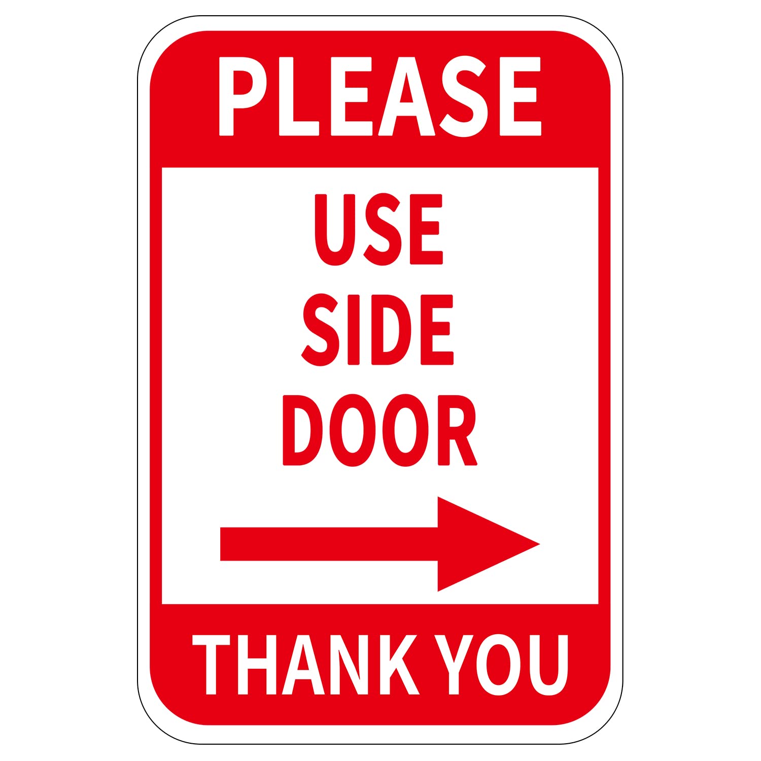 Please Use Side Door Sign Aluminum 12x8 Inch Right Arrow Metal Waterproof for Enter Outdoor Business Office 2 Pack