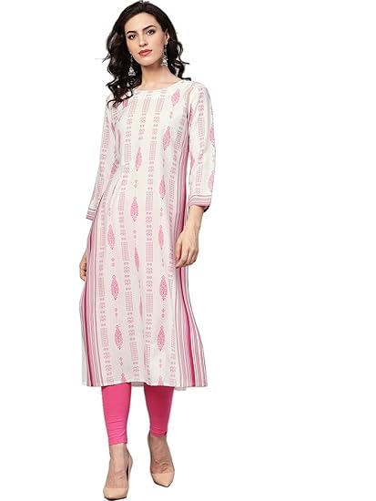 Crepe Digital Printed Kurti(VPK1682_Pink_Free Size)