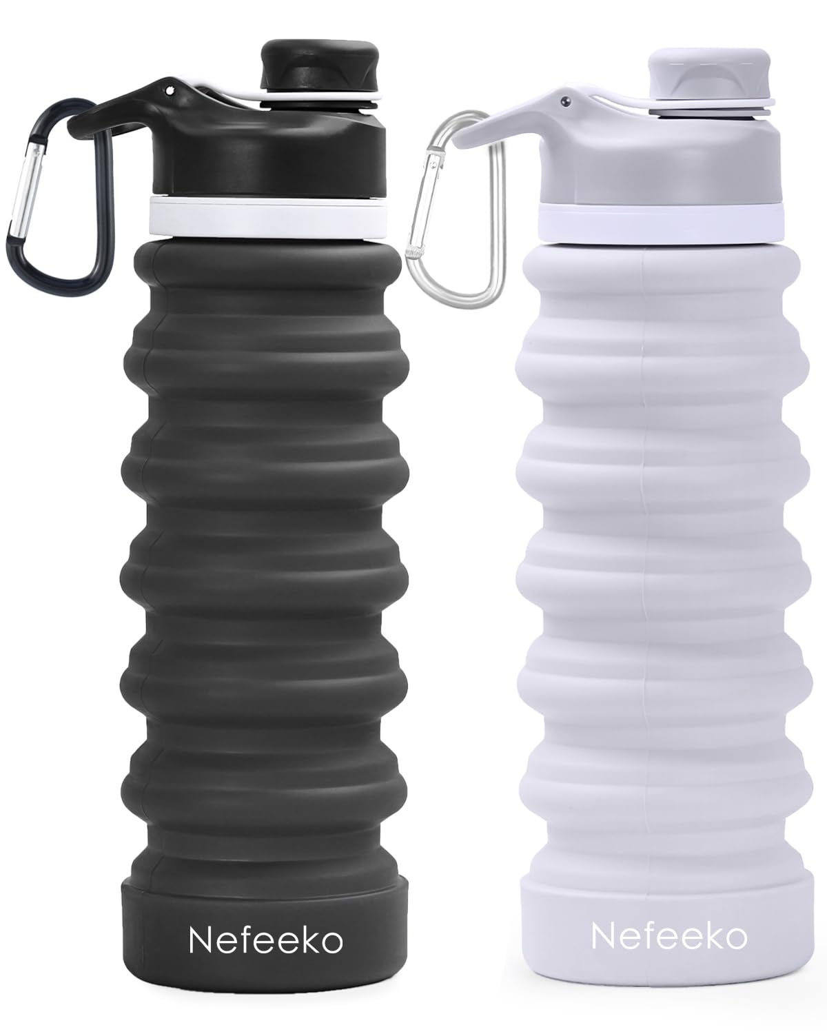 Photo 1 of Nefeeko Collapsible Water Bottle, 2 Pack 26oz Silicone Foldable Water Bottles Leakproof BPA Free Travel Water Bottles with Carabiner, Portable Sport Water Bottles for Hiking Outdoor Indoor Sport