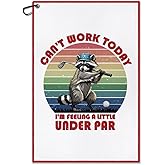DYJYBMY Can't Work Today Funny Printed Golf Towel with Clip, Humorous Raccoon Golf Towel for Men Women, Retro Gofing Gifts for Family Friend, Retirement Thank You Gifts for Golfer Raccoon Lover