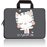 14 15 15.4 15.6 inch Laptop Handle Bag Computer Protect Case Pouch Holder Notebook Sleeve Neoprene Cover Soft Carrying Travel Case for Dell Lenovo Toshiba HP Chromebook ASUS Acer (Cute Cat)