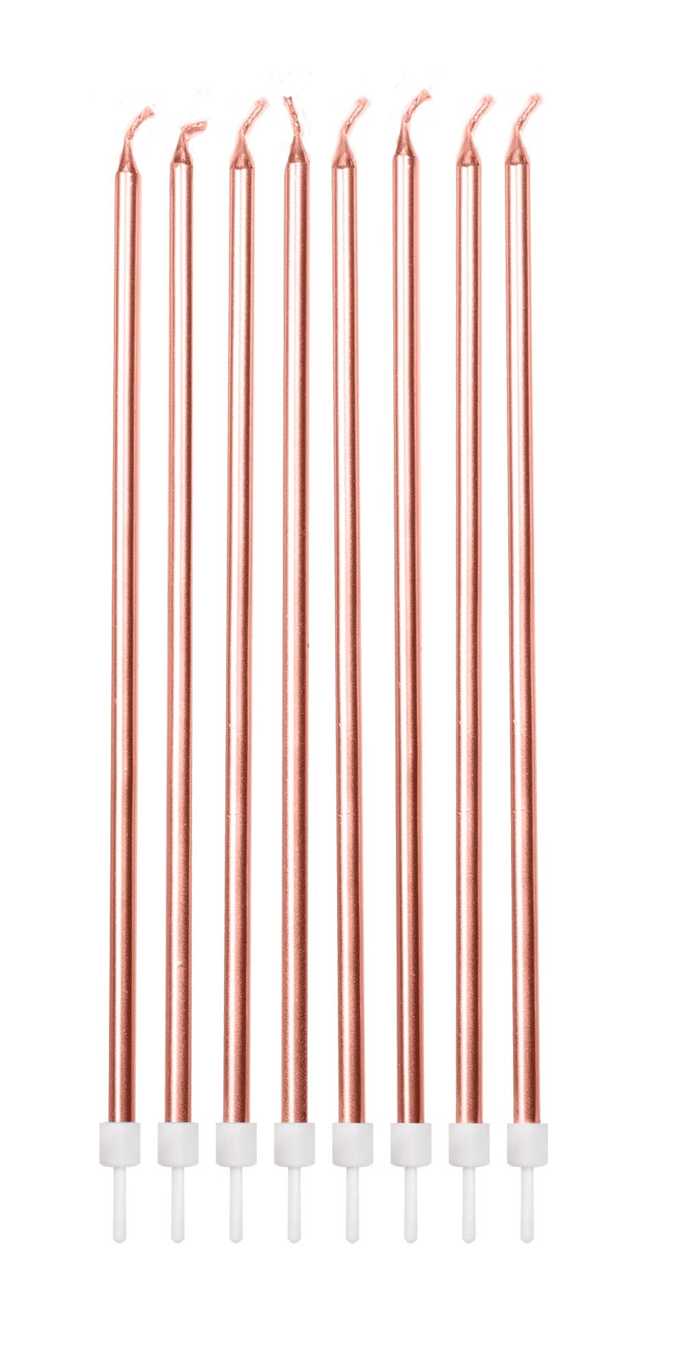 Anniversary House Pack Of 16 Extra Tall Slim Birthday Cake Candles With Holders, Metallic Rose Gold, 18 Centimeters, Strong And Sturdy, AHC211