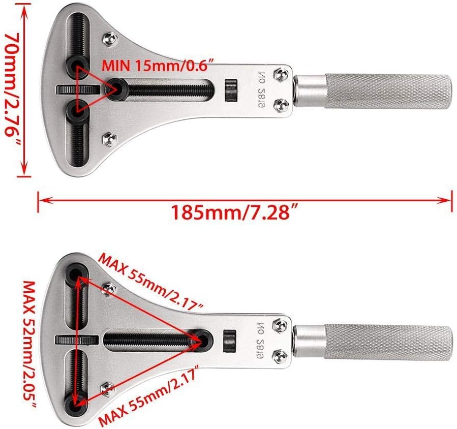 OTOOLWORLD Watch Screw Case Back Opener Remover Repair Tool Large Wrench & 12 Bits (55mm watch back case)