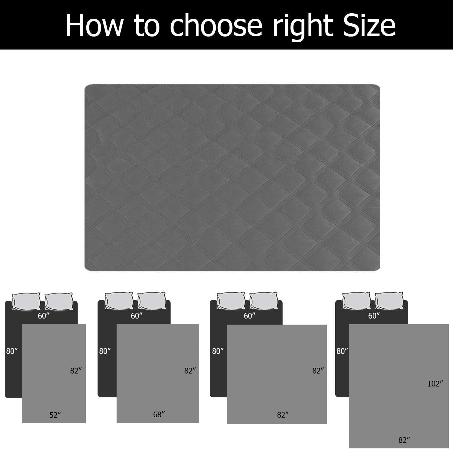 SUNNYTEX Waterproof & Reversible Dog Bed Cover Pet Blanket Sofa, Couch Cover Mattress Protector Furniture Protector（52" 82", Dark Grey/Grey : Pet Supplies