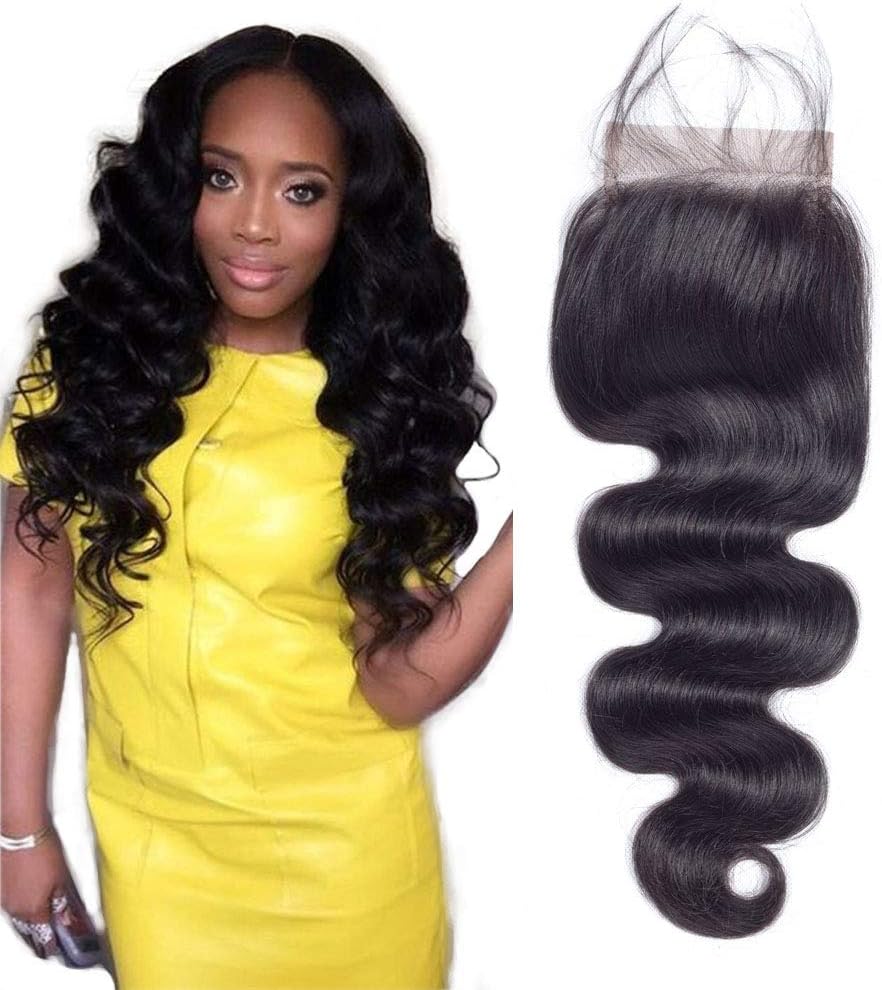 CHEEON 130% Density Free Part 10โ Peruvian Virgin Hair Body Wave Lace Closure 100% Unprocessed Human Hair Natural Color Can be Dyed