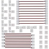 FSJEE 2Pin 8mm LED Strip Connector Kit Include2 Pin Right Angle Corner, T Shape and Gapless Connector, Strip Jumper Wires for Flexible SMD2835 (not COB) Tape Lights