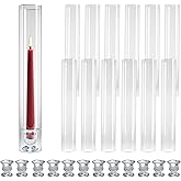 12-Pack Glass Hurricane Candle Holders - 13.78" Tall Clear Open-Ended Cylinders for Pillar Candles - Includes 2.36" Taper Candlestick Holders - Wedding, Event & Home Decor Centerpieces