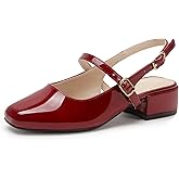 Hehainom Girls Heels Dress Shoes Mary Jane Chunky Low Heels Closed Square Toe Pumps Wedding Party Little Big Kids Shoes