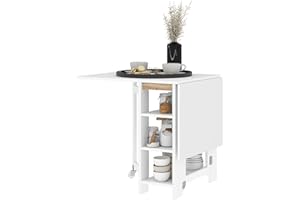HOMCOM Folding Dining Table, Drop Leaf Table for Small Spaces, Foldable Table with Storage Shelves for Kitchen, Dining Room, 