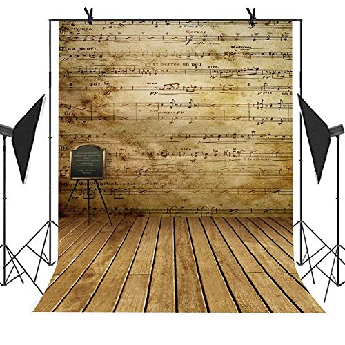 MEETS 5x7ft Classroom Photography Backdrop Wood Floor Sheet Music Background Themed party photo booth YouTube Backdrop MT436